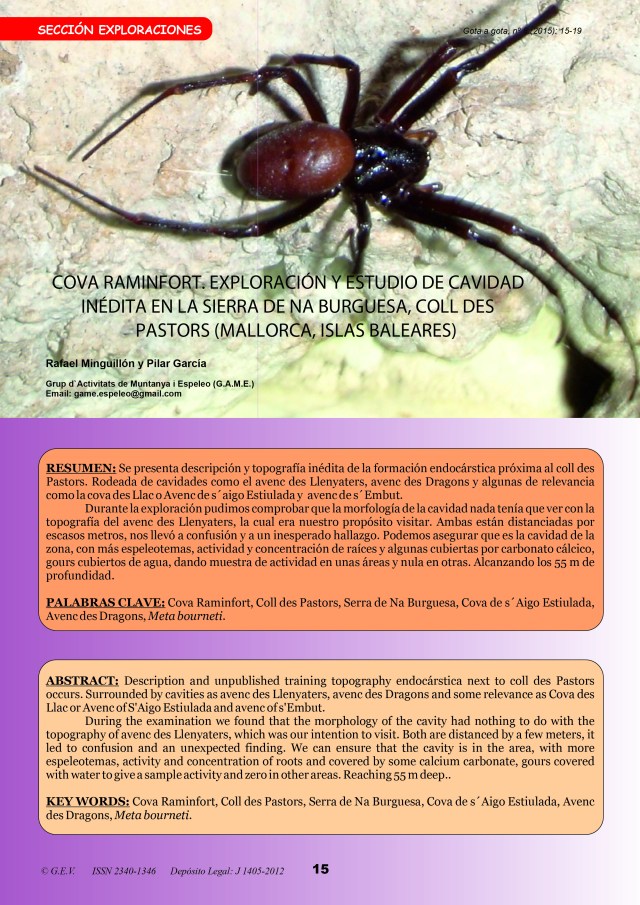 Publicación Cova Raminfort. Por Rafael Minguillón