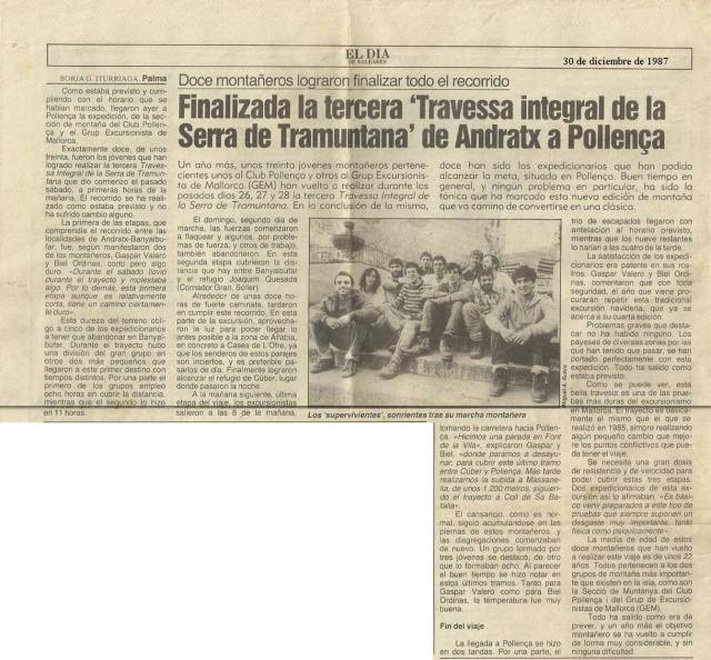 1987 · 3ª Travesa Andratx-Pollença. BTTersMallorca