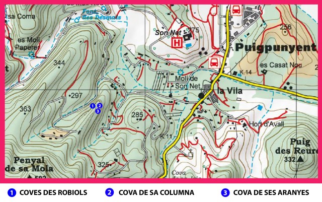 Mapa Loc. coves des Robiols. Rafael Minguillón BTTersMallorca